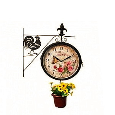 Часы уличные двухсторонние (с крючком для цветочного горшочка)