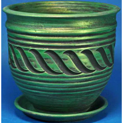 Горшок керамический Ника Веревка, 4 л (зеленый)