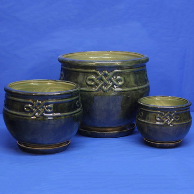 Комплект горшков керамических Афина (зеленый)