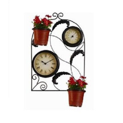 Садовые часы односторонние с термометром, под цветы 063-15F