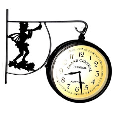 Уличные часы для дачи двухсторонние "Эльф"; на кронштейне