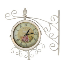 Уличные часы для дачи настенные двухсторонние "Белая лазурь" 301-20 (12269)