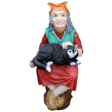 Садовая фигурка Баба-Яга с котом