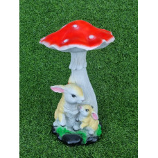 Гриб мухомор с зайцами Фигурка садовая