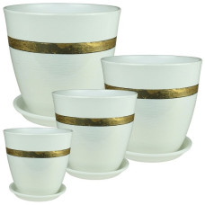 Горшок керамический Бутон Паталь Эстет (золото/белый) (1л, 2л, 3,8л, 5,4л) 