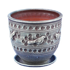 Горшок керамический Птицы коричневый (4.5 л)