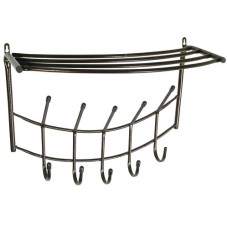 Вешалка настенная "Радуга" с полкой на 5 рожков черная