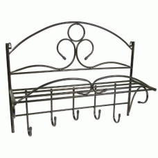 Вешалка настенная "Уют" с полкой  5 рожков черная