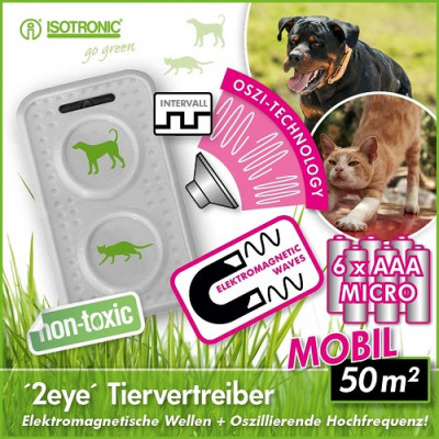 Мобильный ультразвуковой отпугиватель собак и кошек ISOTRONIC ДВА ОКА
