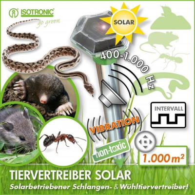Ультразвуковой отпугиватель кротов, мышей, змей и муравьев ISOTRONIC SOLAR RODENT