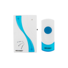 Беспроводной дверной звонок 32 мелодии 100 м кнопка IP 44 (белый/синий) REXANT RX-2