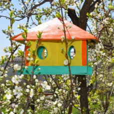 Кормушка для птиц ШАТЕР деревянная Цветная