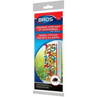 BROS – декоративная липкая полоска от мух и фруктовых мошек на окно, горшки, 4 шт