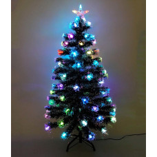 Ёлка искусственная заснеженная светодиодная со звездой, 120 см