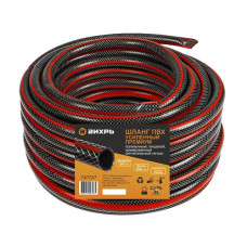 Шланг поливочный ПВХ усиленный премиум, пищевой трёхслойный армированный 3/4, 25м (черно-красный) Вихрь