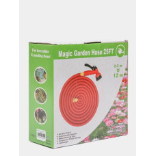 Шланг садовый красный Magic Garden Hose 25FT металлическая насадка 12 м TV-325