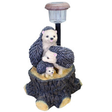 Садовая фигурка Три ежа на пне с фонарем