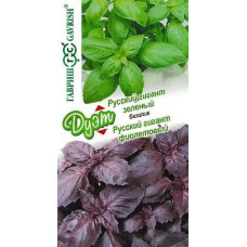 Базилик Русский гигант, зеленый 0,15 г+Русский гигант, фиолетовый 0,15 г серия Дуэт Н21