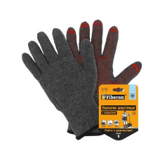 55HT Перчатки вязаные шерстяные (70% шерсть+30% акрил, с начесом), с точкой, 10 класс, серые 9(L)