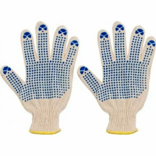 PHB3N Перчатки вязаные ХБ, с ПВХ-точкой, 32 г, 10 класс, белые, без и/у