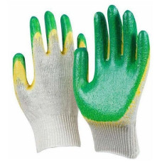 PER2L3N Перчатки вязаные с двойным латексным покрытием зелено-желтым