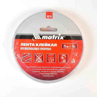 Лента клейкая противоскользящая, прозрачная 25мм х 10м//Matrix