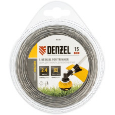 Леска двухкомпонентная для триммера квадратная витая 2.4 мм х 15 м, EXTRA CORD//Denzel
